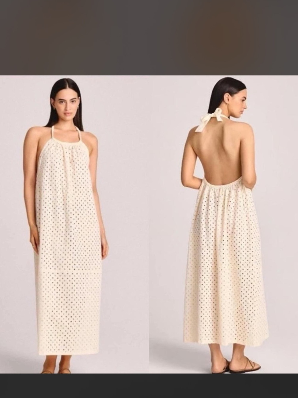 Vitamin A Cream Eyelet Halter Maxi Dress coverup